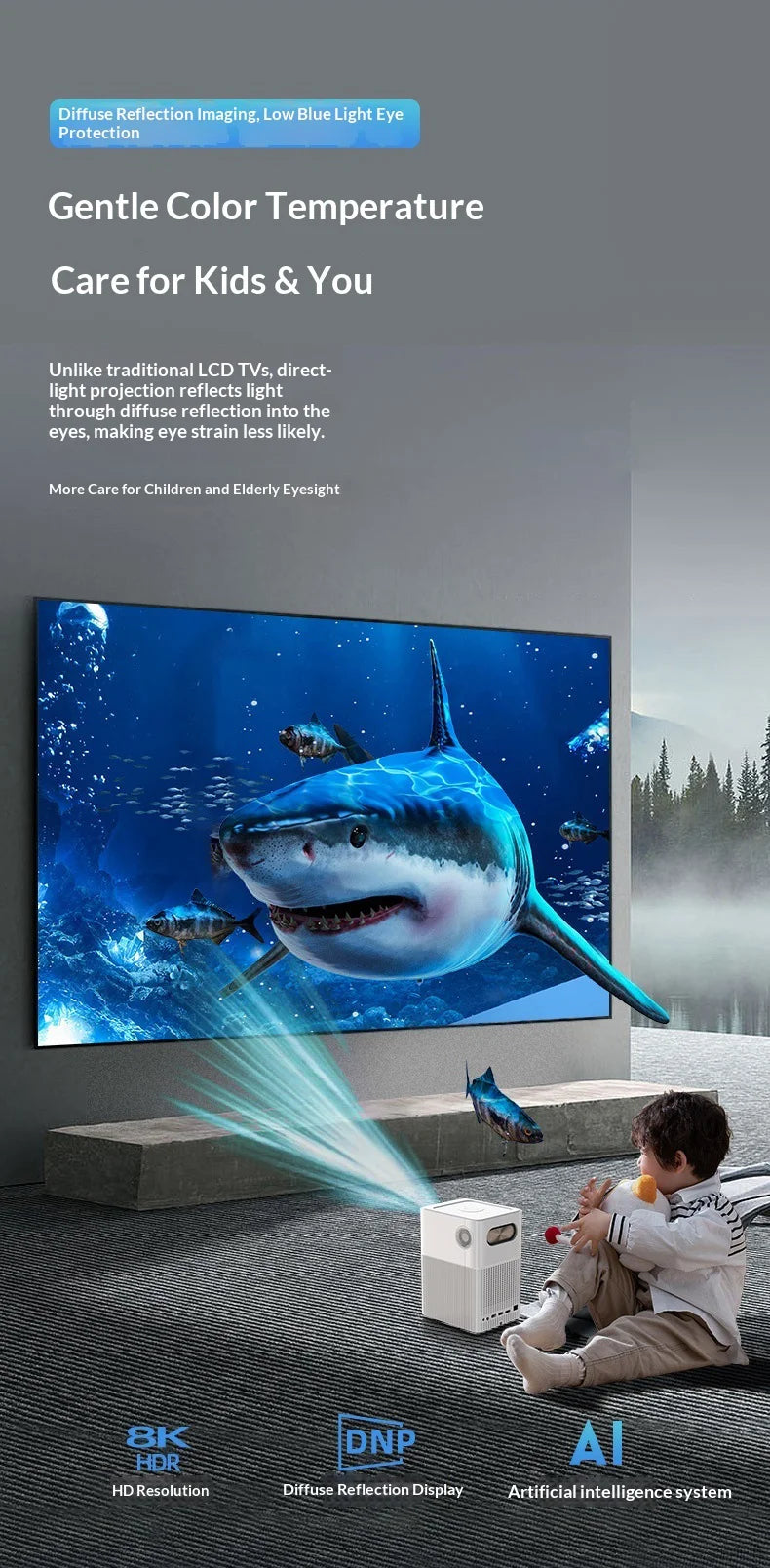 Smart Projector Native 1080P HD With WiFi 5G Bluetooth 5.0 Auto Focus & Keystone High Brightness Smart LED Projector