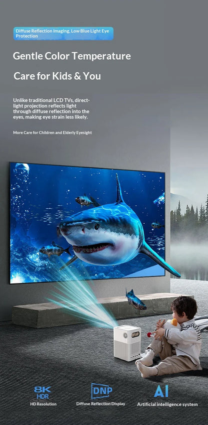 Smart Projector Native 1080P HD With WiFi 5G Bluetooth 5.0 Auto Focus & Keystone High Brightness Smart LED Projector
