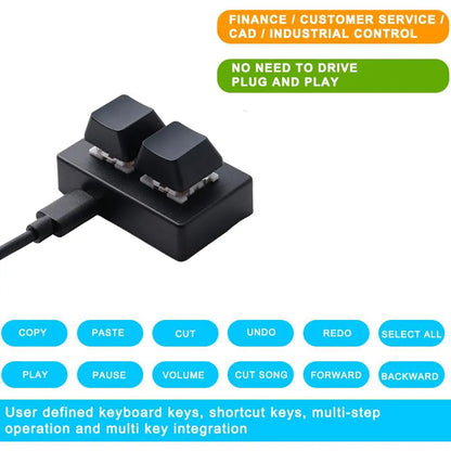 Mini Keyboard 2 Key Gaming Keyboard RGB USB Keypad 2-key Copy And Paste One-key Password Shortcut Combinations Key Multiple Keys