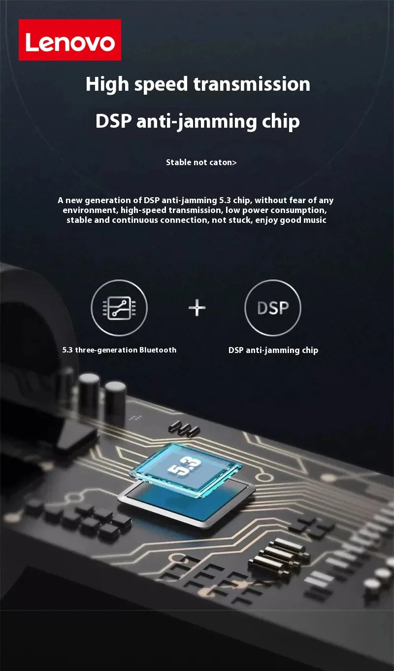 Lenovo Original HiFi Stereo Wireless Earbuds, Stylish Design, TWS Bluetooth Earbuds, Touch Control Sports Earbuds