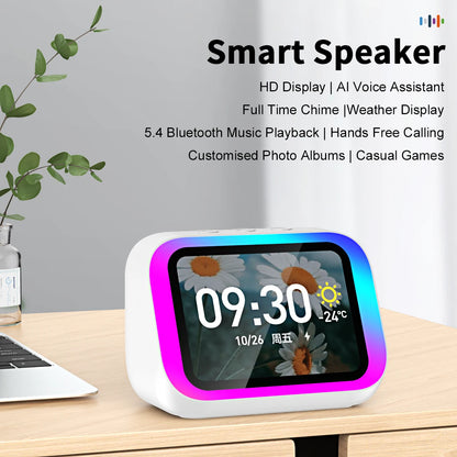Smart Bluetooth Translator RGB Speaker 18 Languages Real-time Translation AI bluetooth 5.4 speaker with LCD display, game,alarm