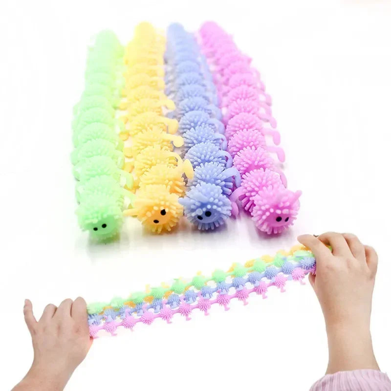 1pc Caterpillars Sensory Toy Stress Relief Stretchy String Worm Pops Fidget Therapy Anti Anxiety Fidget for Teenagers Adults