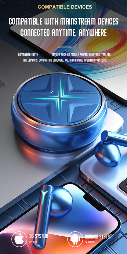 Soleeanre Wireless Headphones Earphone Sports Headset Aluminum Starring Ring Metal Alloy Gaming Earbuds Starburst Light Effect