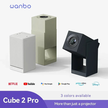 Wanbo Cube 2 Pro 4K Protable Native 1080P Projector 500ANSI Android TV 11.0 ToF Laser Radar Real Time Focus 3 Colors Available