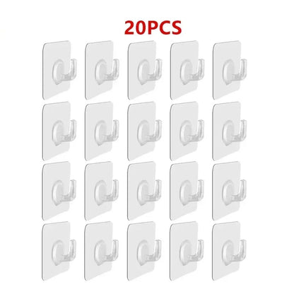 5/100Pcs Self-adhesive Hook Transparent Door Wall Hook Child Heavy Load Rack Kitchen Bathroom Towel Key Rack Sticky Hook