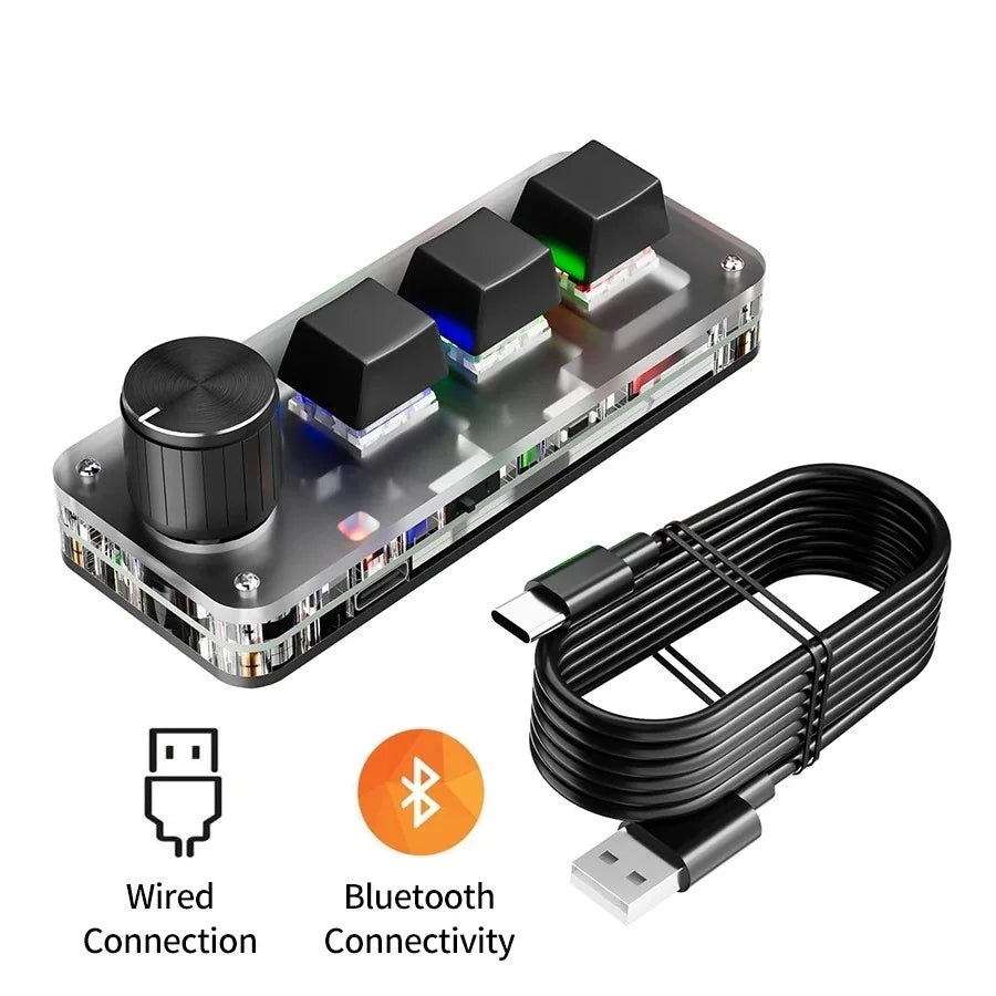 2.4G 3-key Customize Bluetooth Keyboard Macro Knob Copy Paste Shortcut Key E-sports Game Mini Mechanical Hot Plug Mini Keyboard