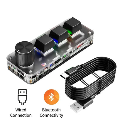 2.4G 3-key Customize Bluetooth Keyboard Macro Knob Copy Paste Shortcut Key E-sports Game Mini Mechanical Hot Plug Mini Keyboard