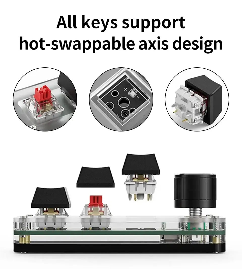 2.4G 3-key Customize Bluetooth Keyboard Macro Knob Copy Paste Shortcut Key E-sports Game Mini Mechanical Hot Plug Mini Keyboard