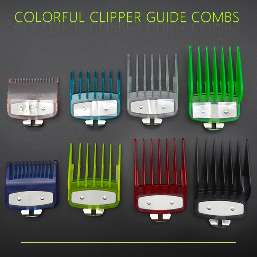 8Pcs Universal Transparent Hair Clipper Guards For Wahl Madeshow Metal Clip Clippers Barber Accessories Trimmer Limit Combs