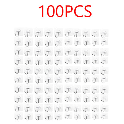 5/100Pcs Self-adhesive Hook Transparent Door Wall Hook Child Heavy Load Rack Kitchen Bathroom Towel Key Rack Sticky Hook