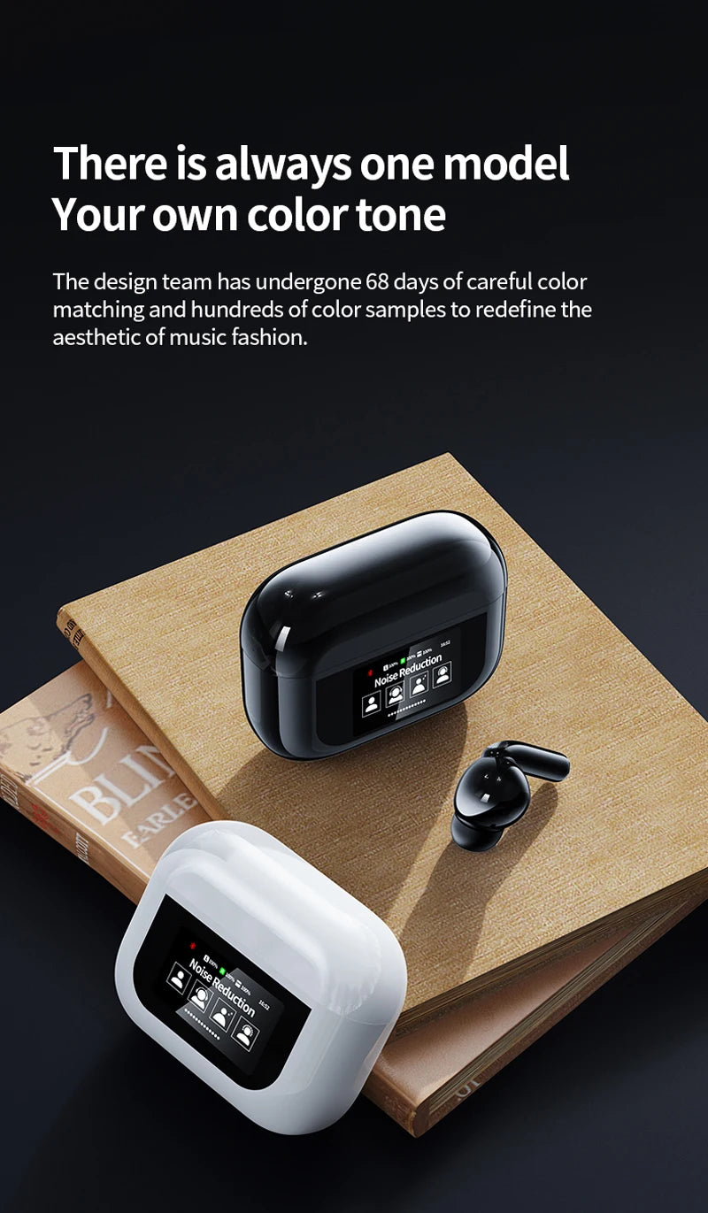 Wireless Headphone Earphones Touch Screen Visible music Headset Sport Earbuds With Microphone for All Mobile Phones