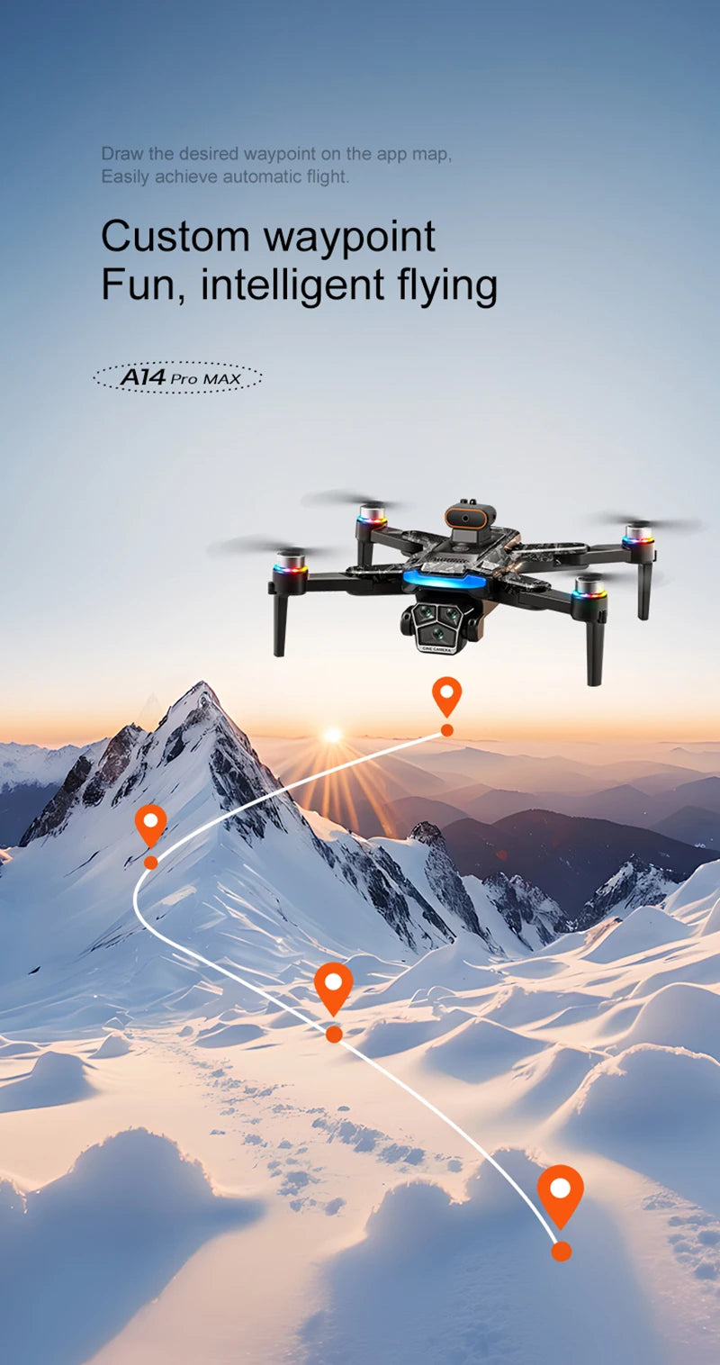2026 A14 Pro Max Gps Drone Brushless Screen Control Obstacle Avoidance Optical Flow Intelligent Remote Control Aircraft 10000m