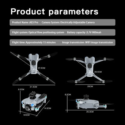 AE5Pro Aerial Drone Foldable Design Infrared Five-sided Obstacle Avoidance 4.3-inch Screen Control Optical Flow Positioning