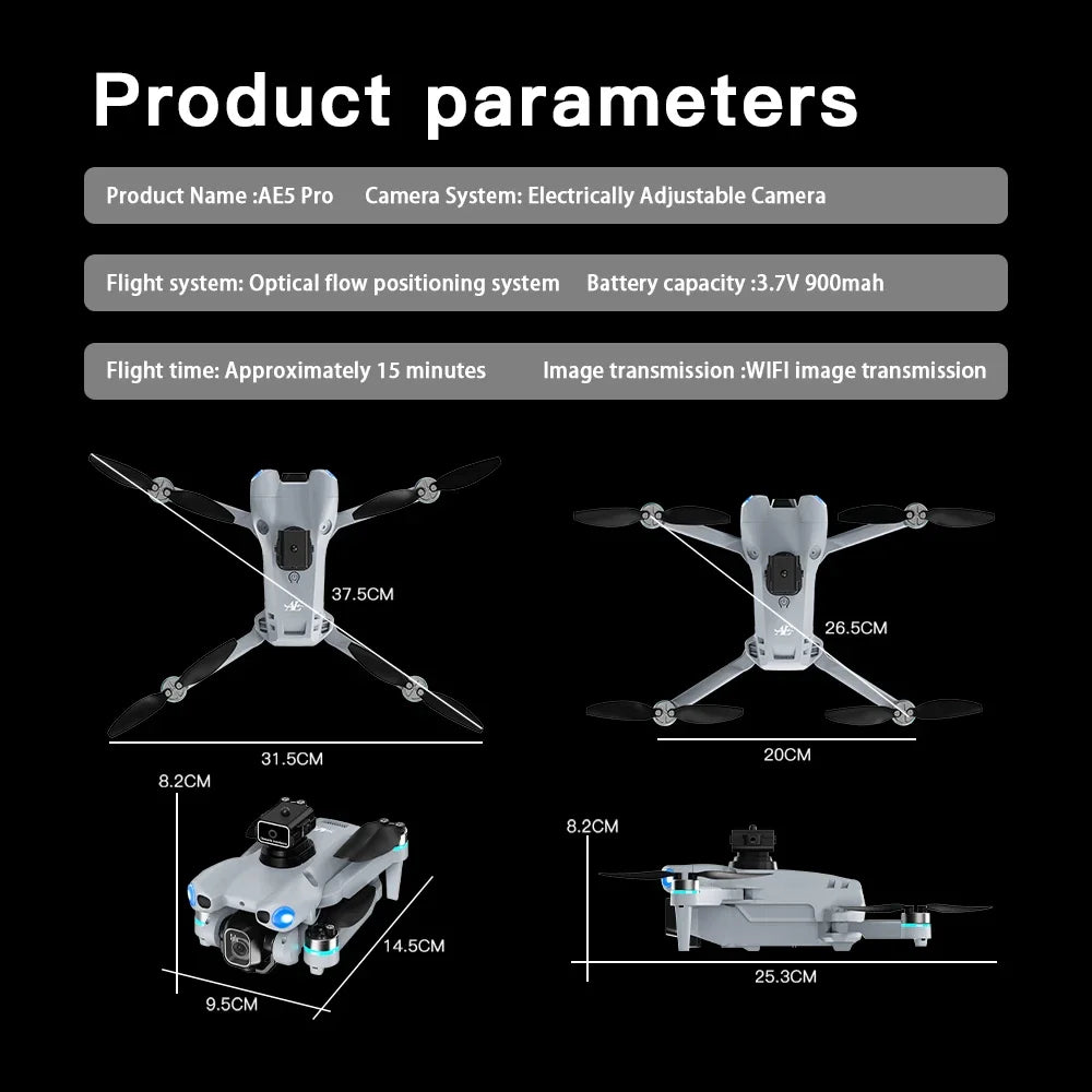 AE5Pro Drone Professional 360° Obstacle Avoidance Brushless  HD  Camera With Screen 5G WIFI FPV Dron Foldable Quadcopter