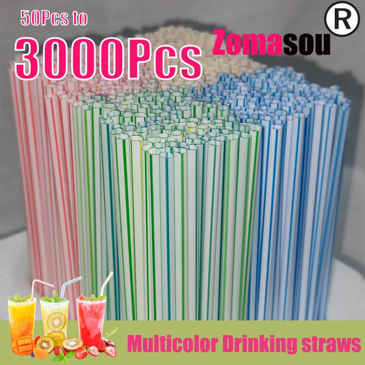 50/1000/3000PCS Colorful Drinking Straws Bar Party Wedding Juice Cocktail pajitas Beverage Straw Kitchen Accessories Wholesale