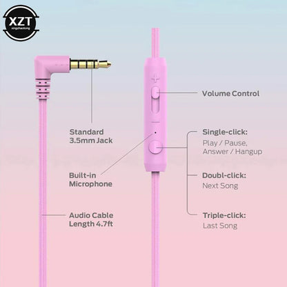 Kids Bluetooth Headphones 3.5mm Audio Jack Wired Earphone Foldable Stereo Headset With Mic for Girls Boys Gift Online Learning