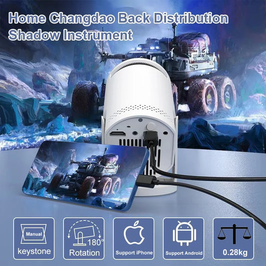 Salange Q5 Wireless Mini Projector WIFI 6 1080P Support Portable 180° Rotatable Video Projector Compatible for Android IOS