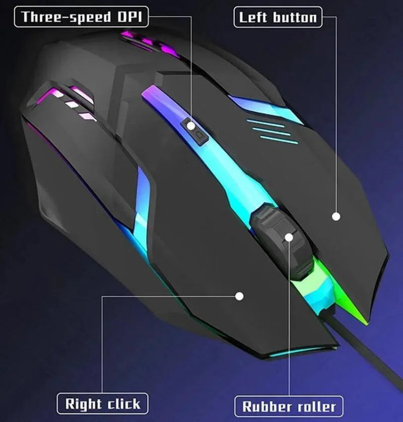 Latest high-quality ergonomic gaming mouse, suitable for desktop and laptop computers, 4-button USB RGB backlit mouse