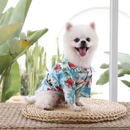 Pet Summer Clothes Hawaiian Holiday Beach Style Shirt Schnauzer Teddy Bear Pomeranian    Cats Travel Clothing Styling