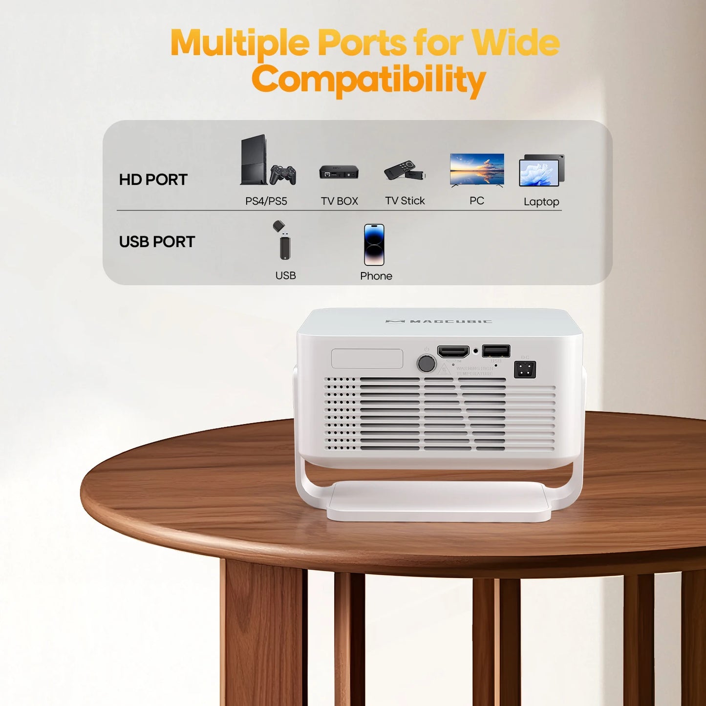 Magcubic Auto Focus Android 14 400ANSI 8K Native 4K Projector 720P HY300Max With Wifi6 BT5.4 Allwinner H726 Portable Outdoor