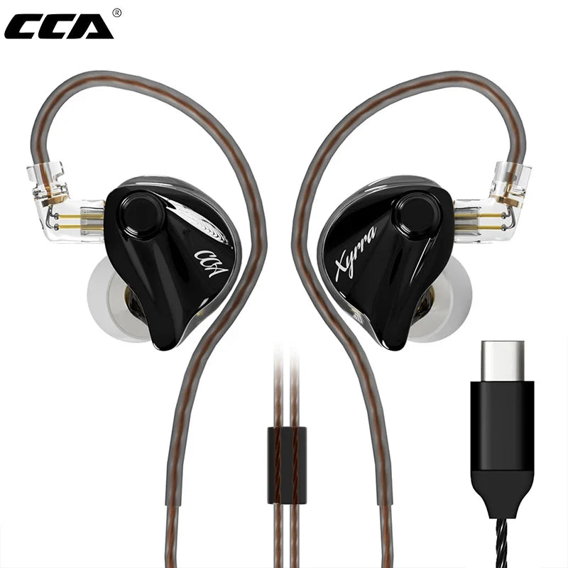 CCA Xyrra Wired Earphones 1DD+1BA Hybrid Driver HiFi Stereo Bass Sound Gaming Headset 2Pin Detachable Cable In Ear Headphones