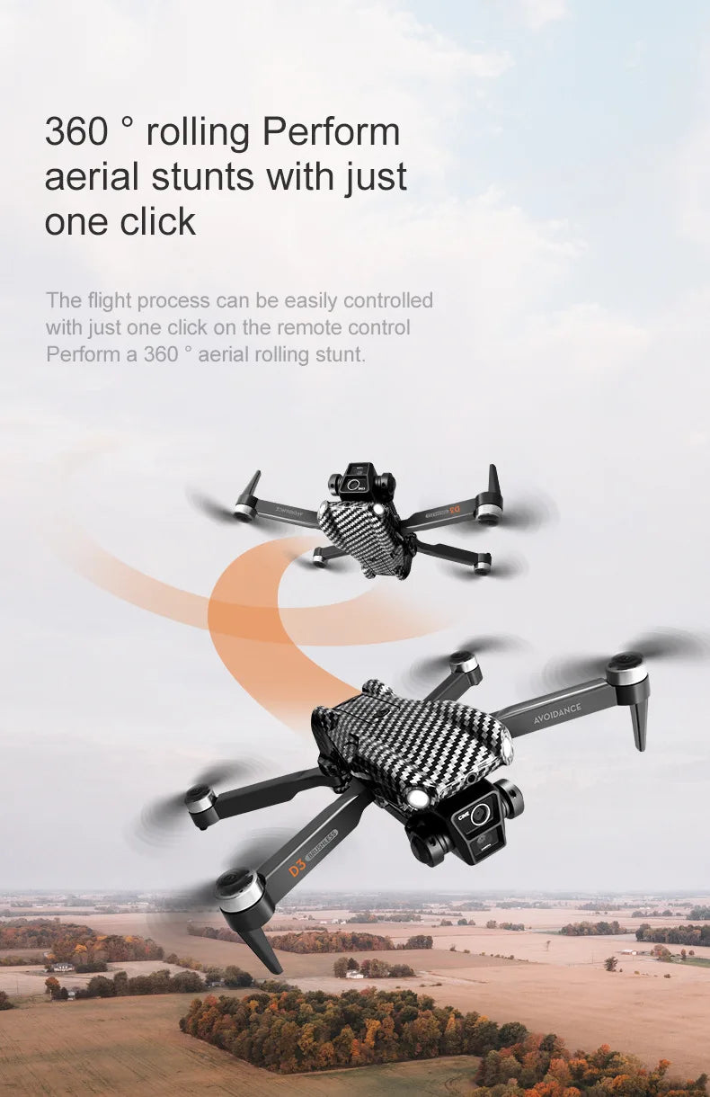 1 Set D3 Drone HD Aerial Photography Brushless Motor Dual Camera Obstacle Avoidance Optical Flow Positioning New Year Present