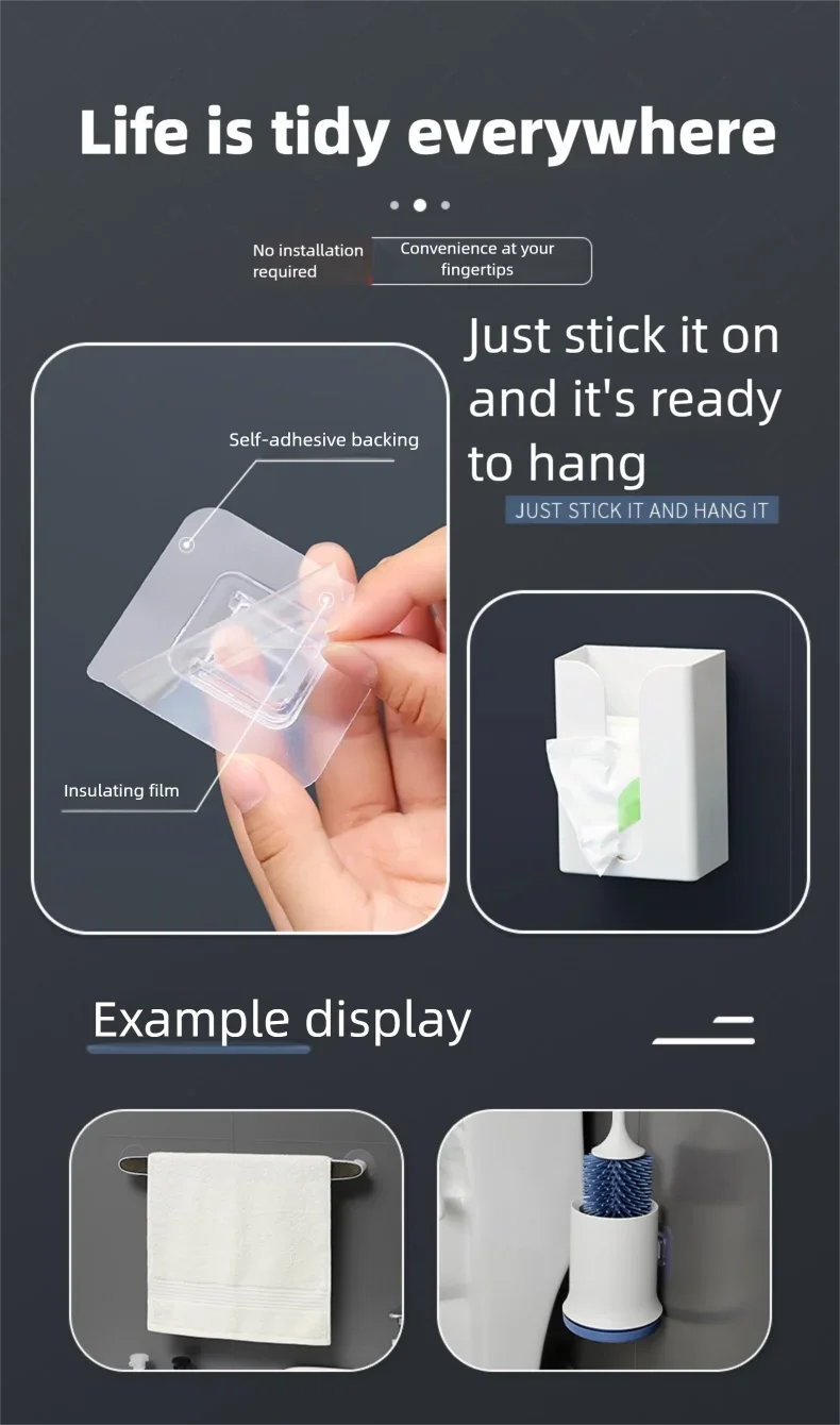 Double-Sided Self Adhesive Wall Hooks Strong Sticky Transparent Traceless for Kitchen Bedroom Storage Holders Wholesale