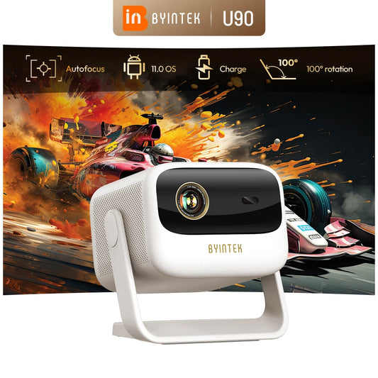 BYINTEK U90 Projector 4K Full HD1080P Cinema Android 11.0 WiFi Mini Portable 1080P Home Theater Video DLP Projector with Battery