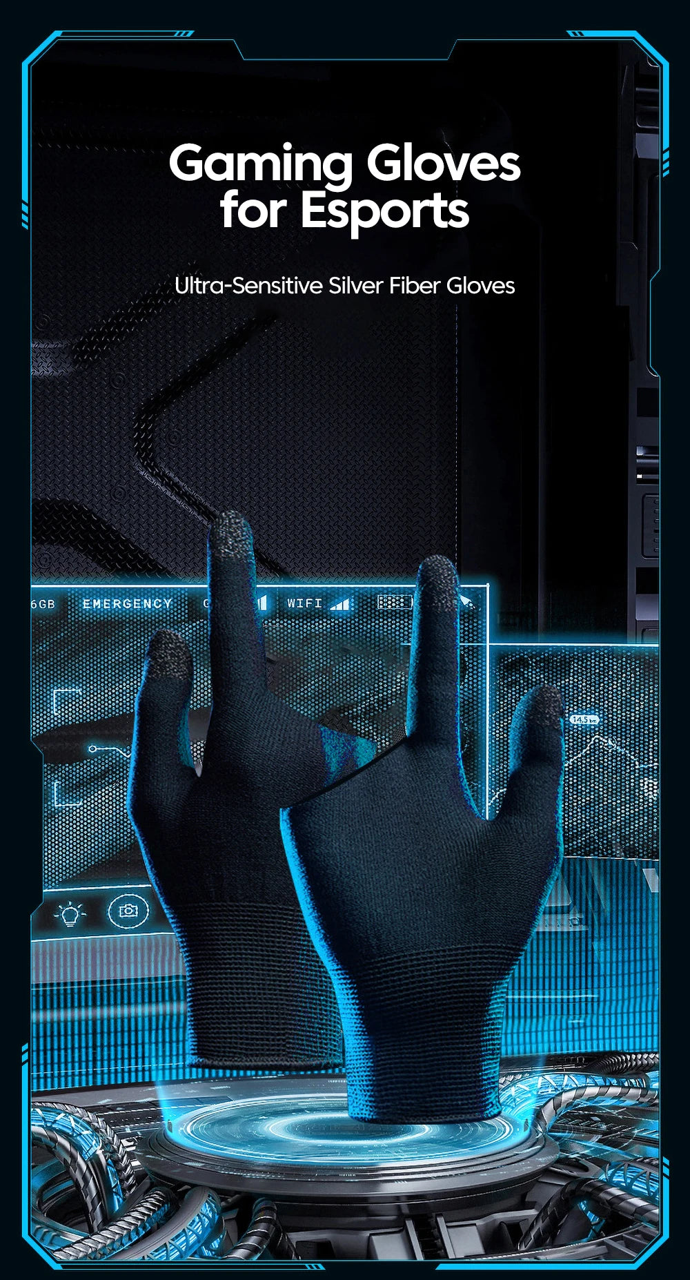 Double Finger Gaming Gloves Chicken Eating Mobile Game Ultra Thin Anti Sweat King of Glory Movement Anti Slip Esports Edition