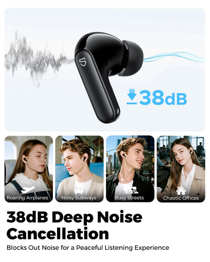 SoundPEATS Q3 pro Wireless Earbuds Active Noise Cancelling Bluetooth V6.0 Earphones with 4 Mic,13mm Driver,Multipoint Connection