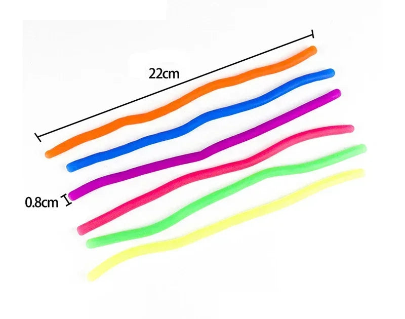 6Pcs Colorful Stretchy String Fidget Sensory Toys for Parents Kids Stress Anxiety Reliever in the Classroom Home or Office