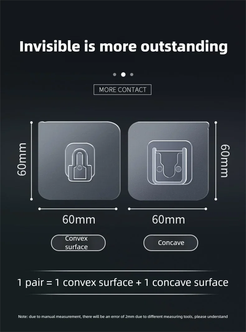 Double-Sided Self Adhesive Wall Hooks Strong Sticky Transparent Traceless for Kitchen Bedroom Storage Holders Wholesale