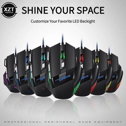 Professional Wired Gaming Mouse 7 Button 5500 DPI LED Optical USB Gamer Computer Mouse Mice Cable Mouse High Quality