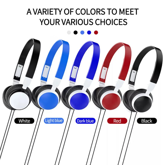 Foldable Wired 3.5mm Headphones Head Mounted Headset Earphone Headphones Stereo Foldable Sport Earphone for Phone/Tablet