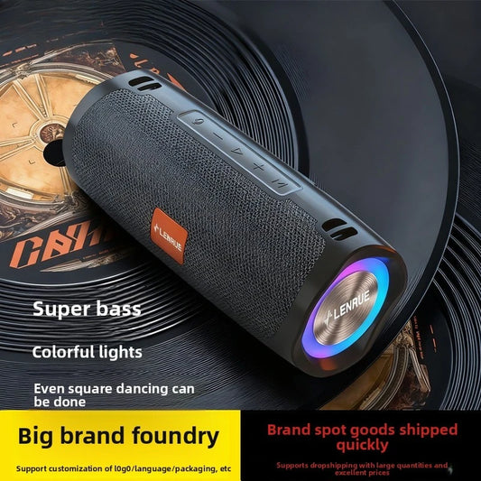 Wireless Bluetooth Speaker with Strap Waterproof Bass Heavy RGB Light for Outdoor Party