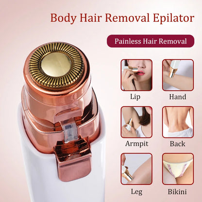 2 IN 1 Rechargeable Epilator Electric Eyebrow Trimmer Female Body Facial Lipstick Shape Hair Removal Mini Painless Razor Shaver