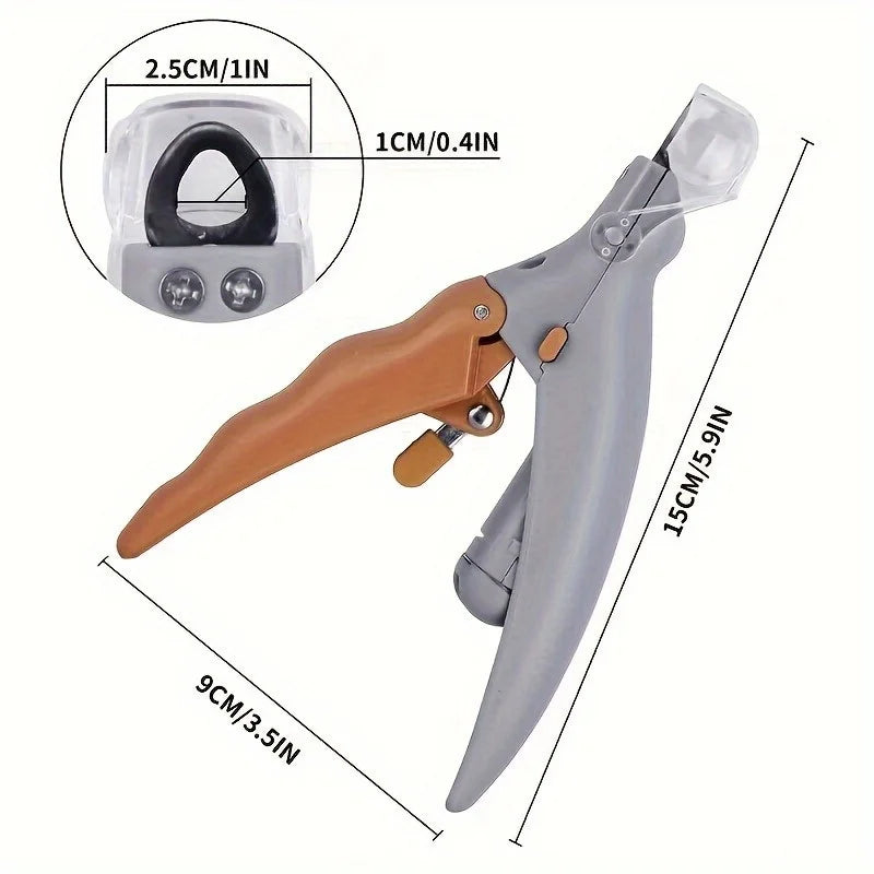 An LED pet nail scissor, non-slip handle, suitable for easily and safely trimming dog and cat paws, providing convenience