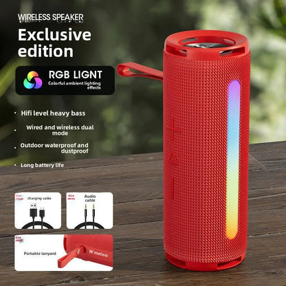 MW Audio Portable Bluetooth Speaker RGB Lights Waterproof Dual Drivers Bass Wireless Speaker Bluetooth 5 2