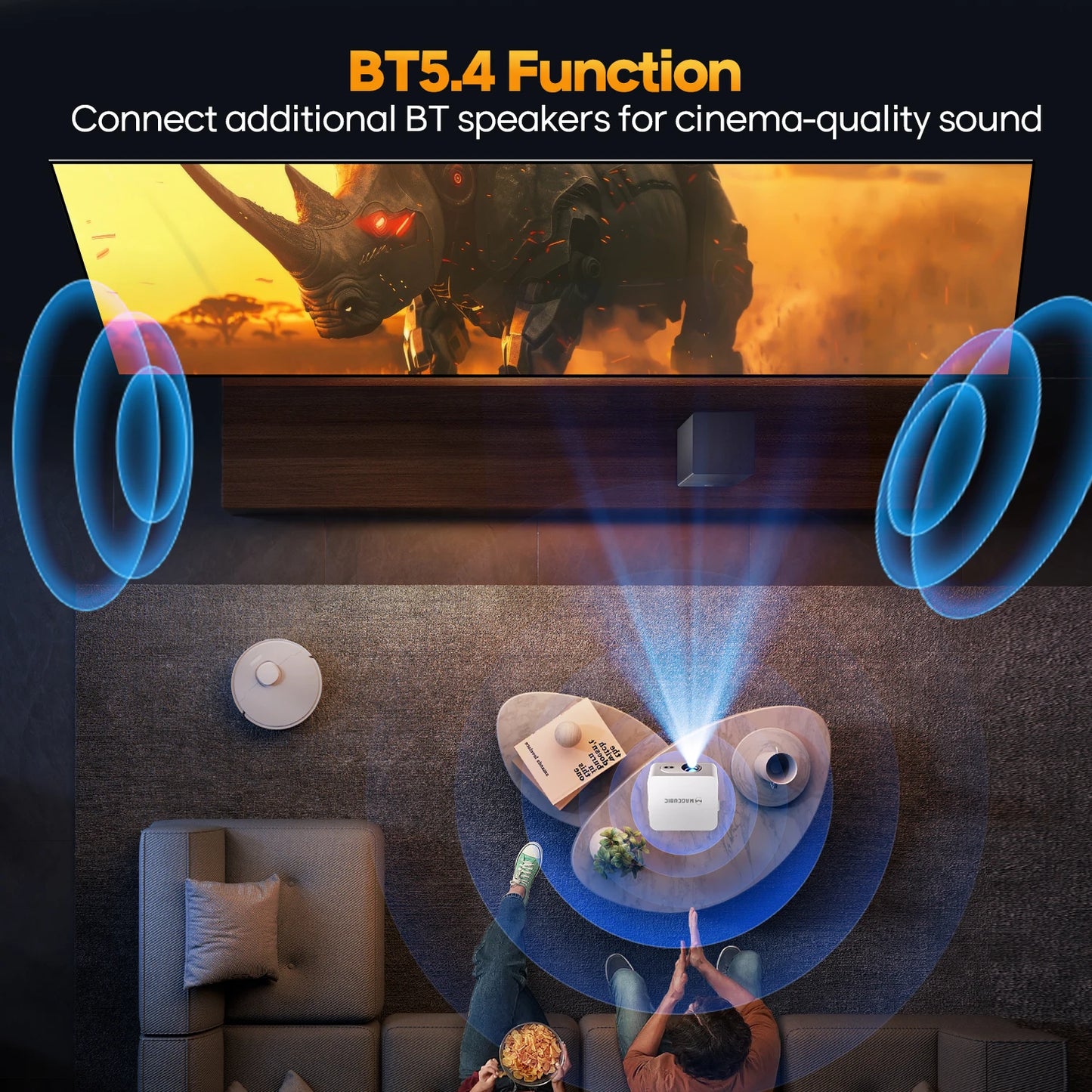 Magcubic Auto Focus Android 14 400ANSI 8K Native 4K Projector 720P HY300Max With Wifi6 BT5.4 Allwinner H726 Portable Outdoor