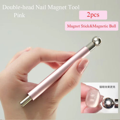 Glass Beads Special For Cat's Eye Pink Nail Magnetic Stick Newly Upgraded Nail Polish Glue Magnet Rod Double-Head Magnetic Tool