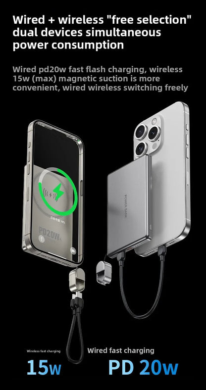 10000mAh Thin Magnetic Wireless Power Bank PD20W Fast Charging Portable External Battery for Magsafe for IPhone Samsung Xiaomi