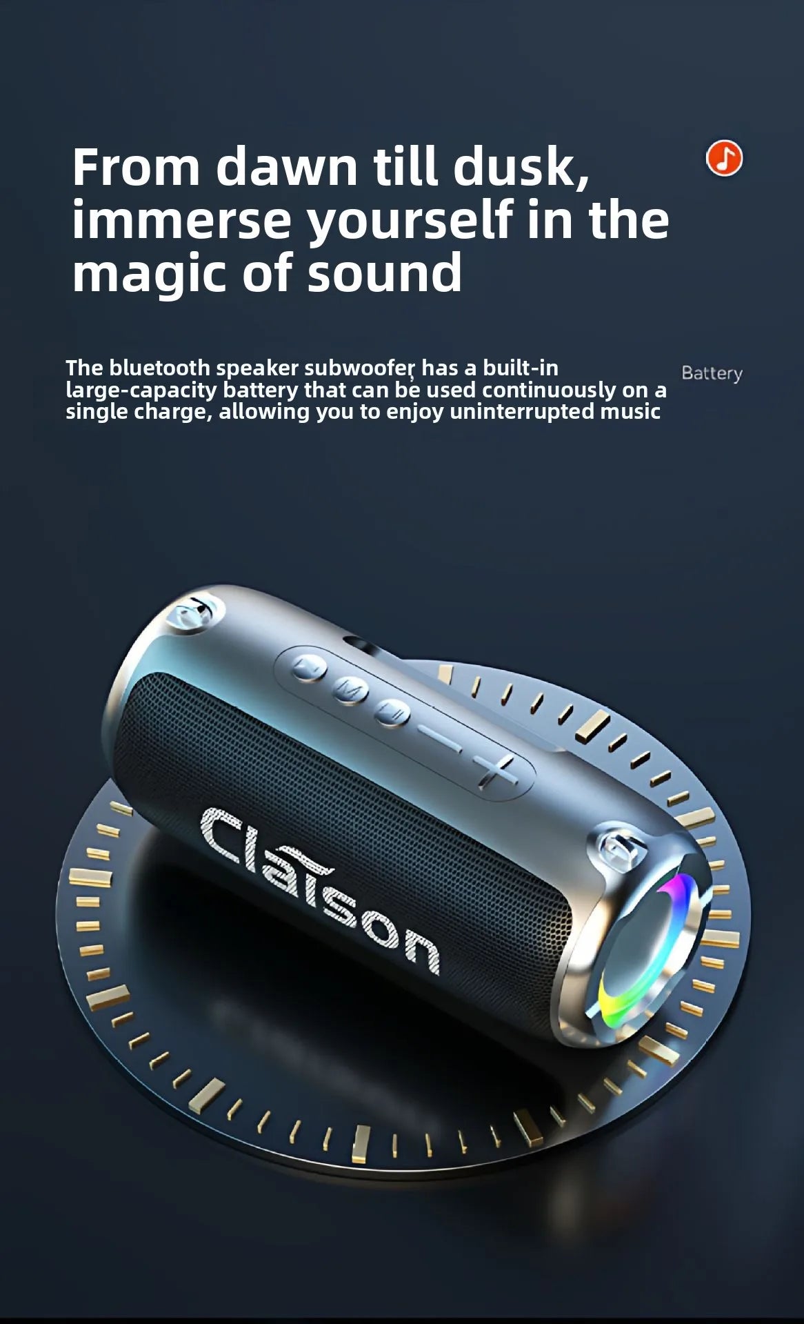 Portable Waterproof Bluetooth Speaker with Bass Stereo Sound LED Light Wireless Outdoor Speaker