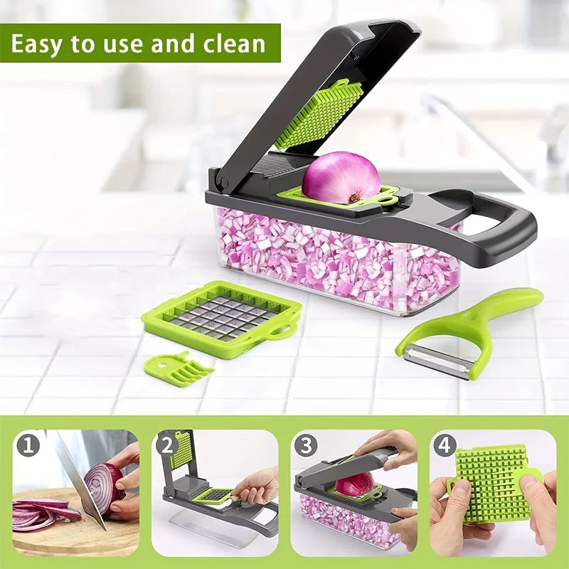 Household Multi-function Chopper Slicing Shredding And Dicing Fast Chopper 14/16-Piece Set Chopper Is Suitable For The Kitchen