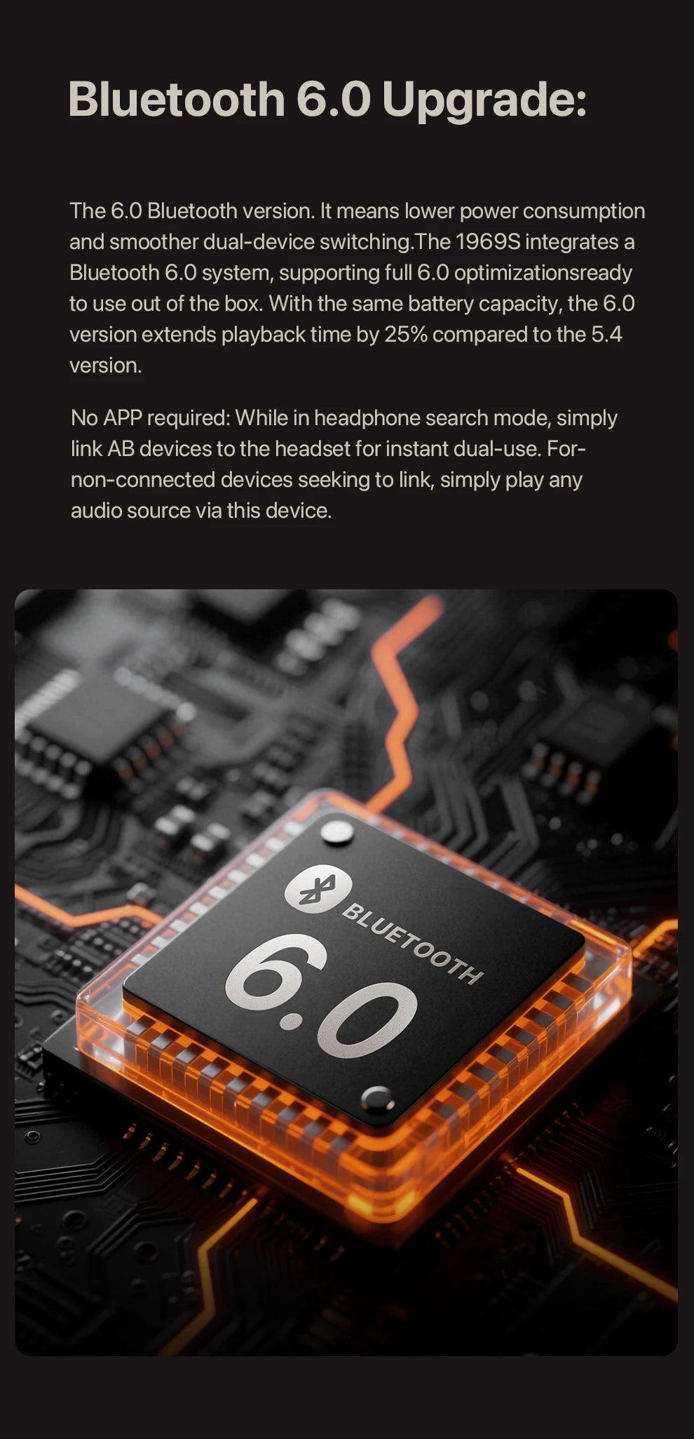 WHIZZER 1969S Wireless Headphones Bluetooth 6.0 ANC Over Ear Headset Deep Bass Stereo Mic For iPhone Android