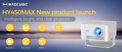 Magcubic HY300 Pro+ Android14 Projector 8000 Lumens 720P Outdoor Portable Movie Home with 5W Speaker WiFi6 BT5.4 Upgrated HY300