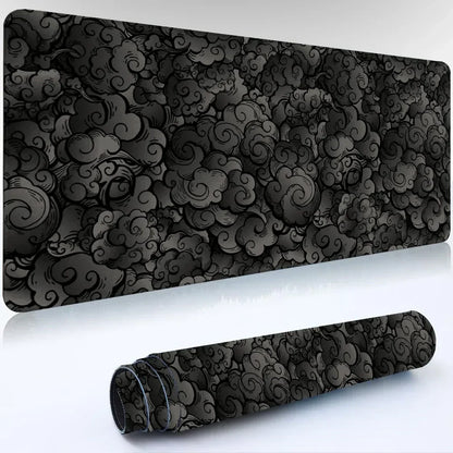 Japanese Clouds Mouse Pad Kawaii Black Desk Mat Office Carpet Large Gaming Mousepad Non-Slip Rubber Laptop Computer Accessories