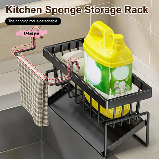 M-1Pc Sponge Drainer Rack Stainless Steel Kitchen Organizer Bathroom Sink Rack Soap Holder Drainage Storage Caddy