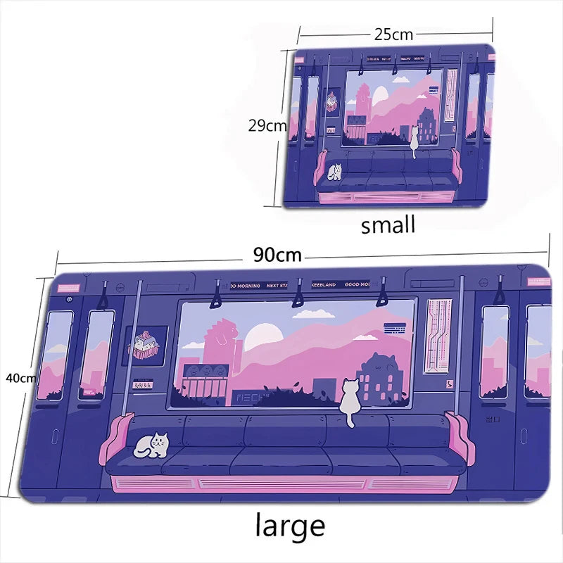 Cute Cat in Lavender Mouse Pad Large Computer Office Game Table Mat XXL Rubber Anti-slip Gaming Keyboard Mousepad Long Desk Pads