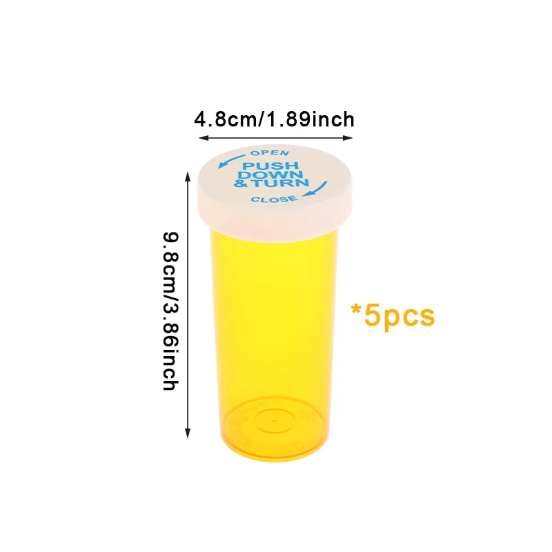 5Pcs Plastic Medicine Pill Bottles With Child Resistant Caps Medicine Containers Travel Pill Vials - 6/8/13/16/20/30/40/60 Dram