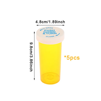 5Pcs Plastic Medicine Pill Bottles With Child Resistant Caps Medicine Containers Travel Pill Vials - 6/8/13/16/20/30/40/60 Dram